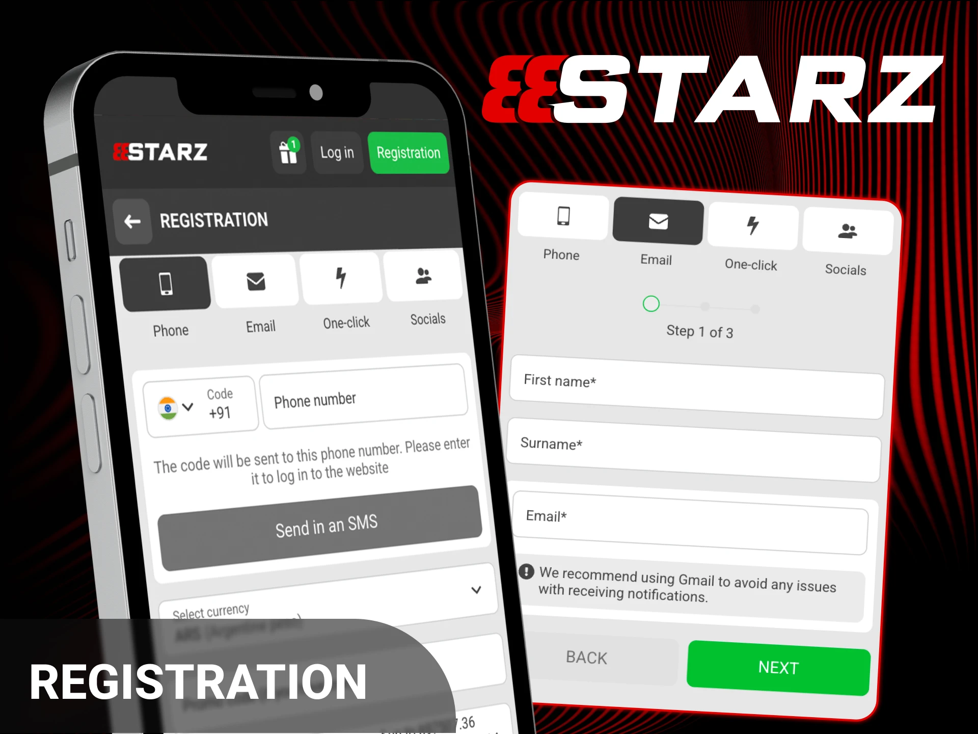 Create a new account through the 888starz App to join the action.