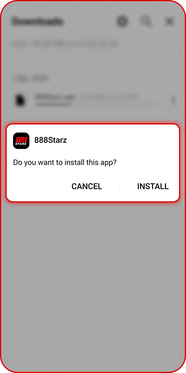 Go to the downloads folder to open the 888starz App installation file.