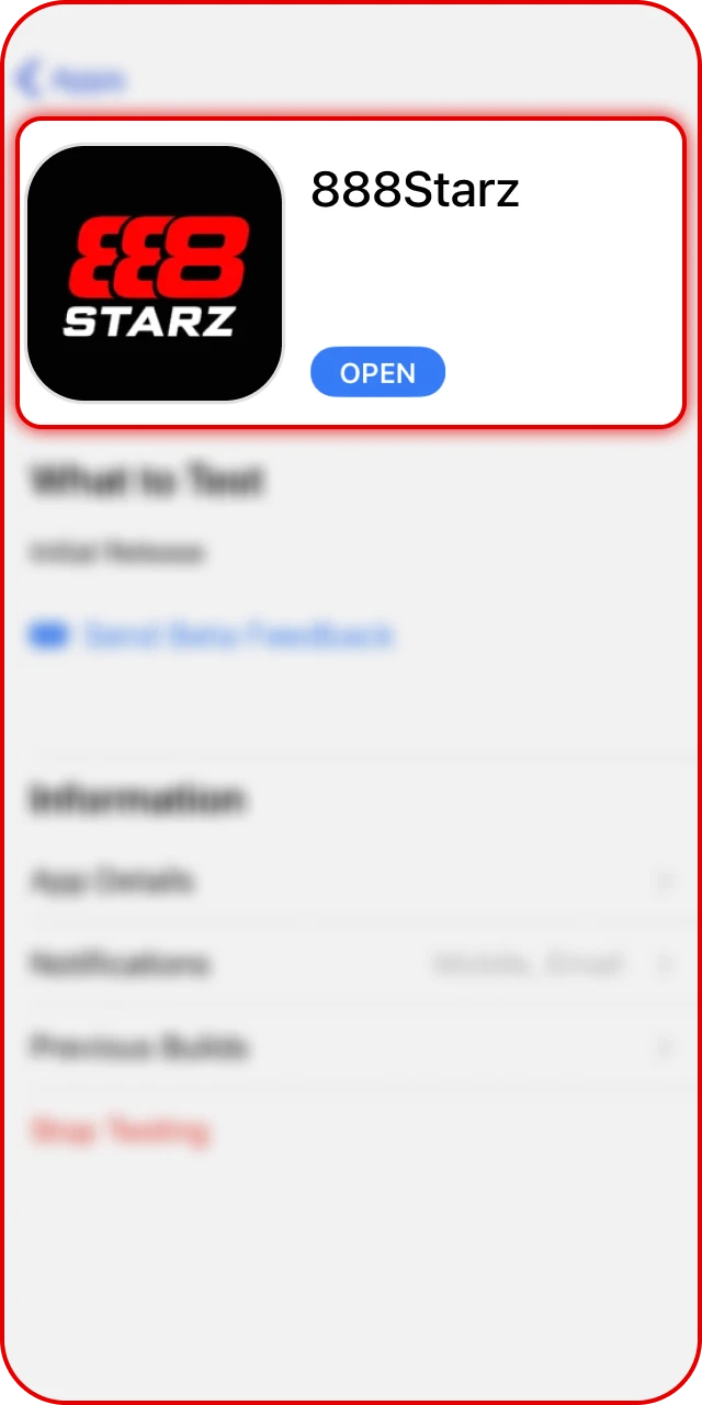Use TestFlight to install the latest version of the 888starz App.