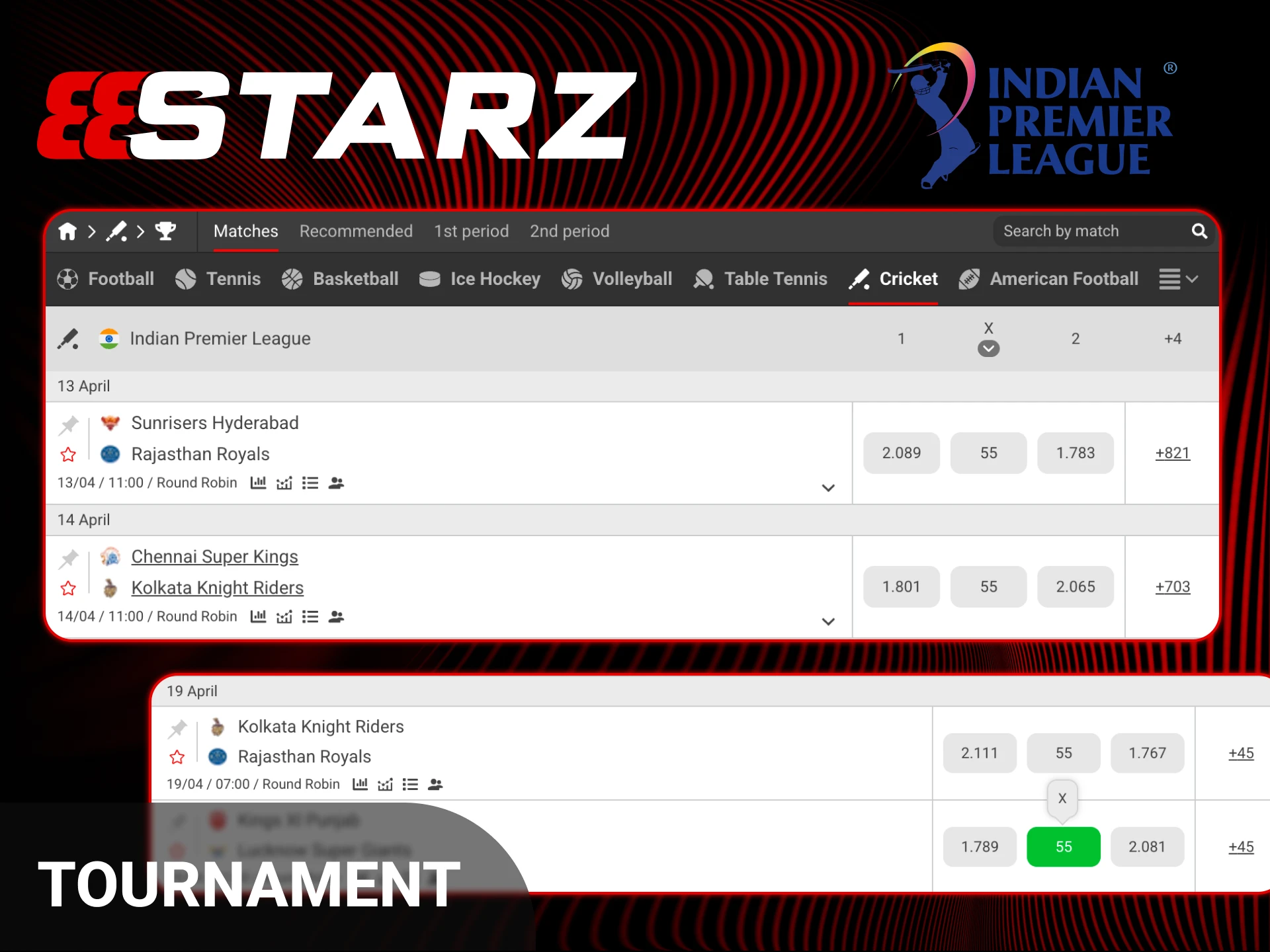 Get ready for the exciting 888starz IPL tournament and place your bets.