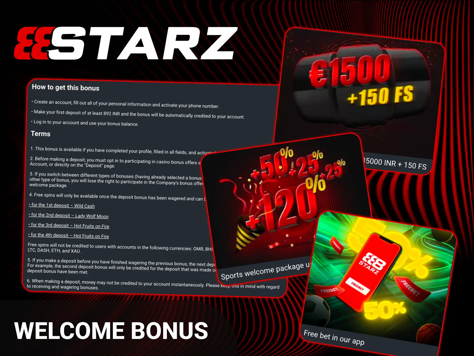Select your preferred 888starz Registration bonus to boost your starting bankroll.