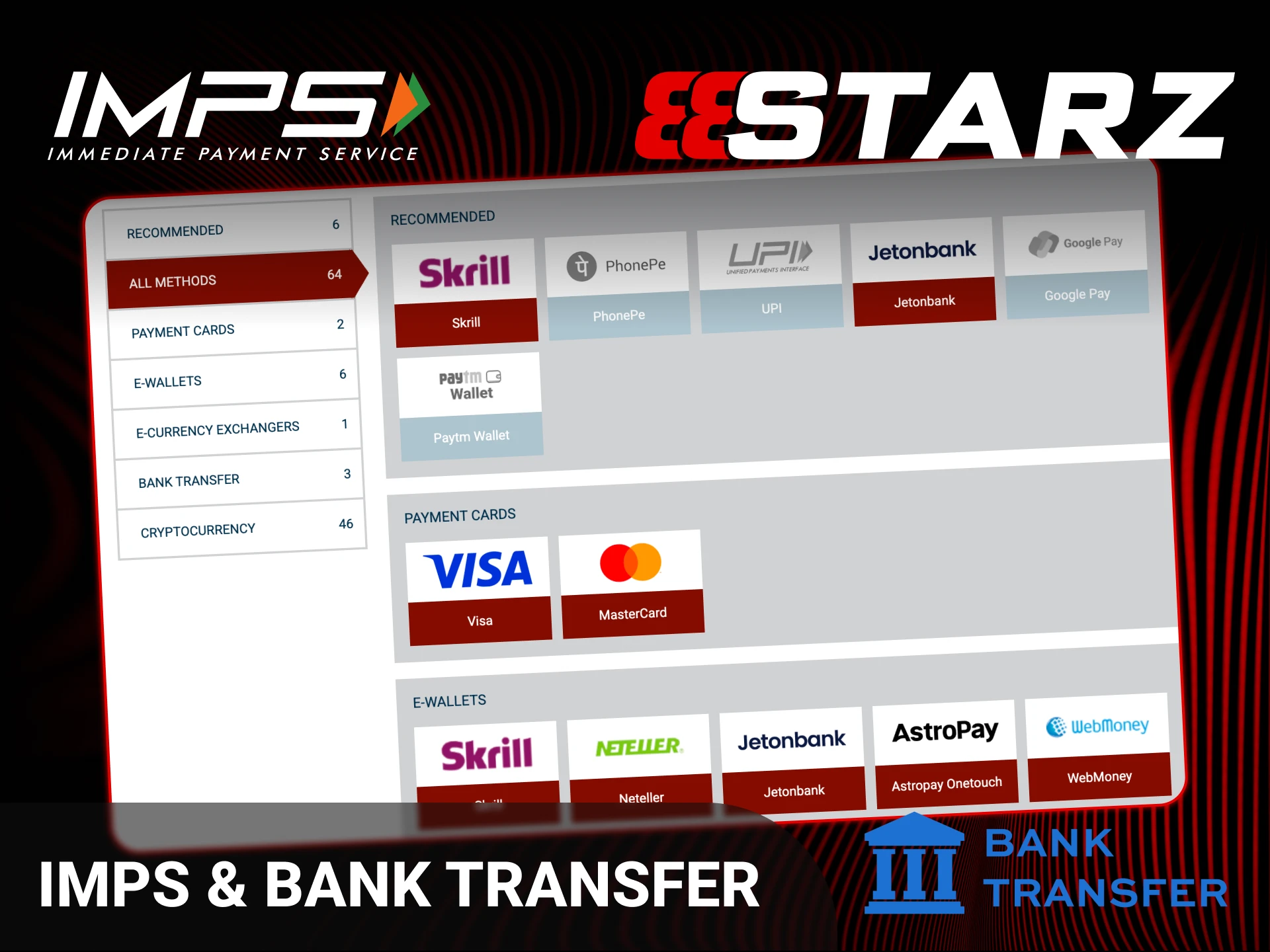 Follow the IMPS and bank transfer guide for a 888starz Withdrawal.
